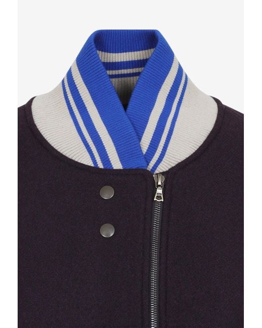 Dries Van Noten Blue Valdi Zip-Up Bomber Jacket