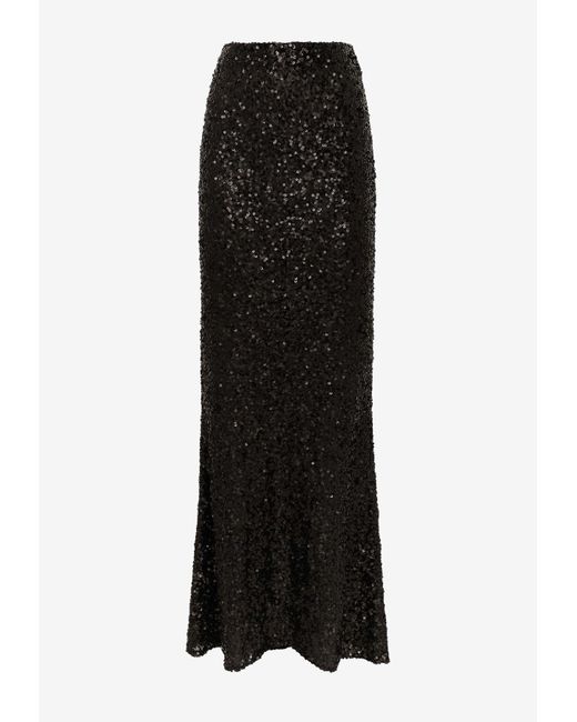 Dolce & Gabbana Black Sequined Mermaid Maxi Skirt