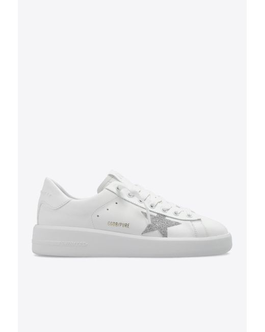 Golden Goose Deluxe Brand White Purestar Embellished With Swarovski Crystal Star Sneakers