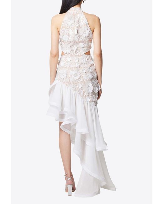 Elliatt White Dubrovnik Asymmetric Ruffled Maxi Dress