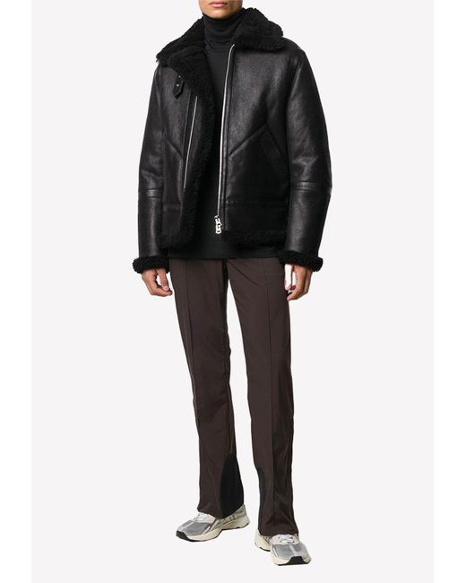 Acne Black Ian Shearling Leather Jacket for men