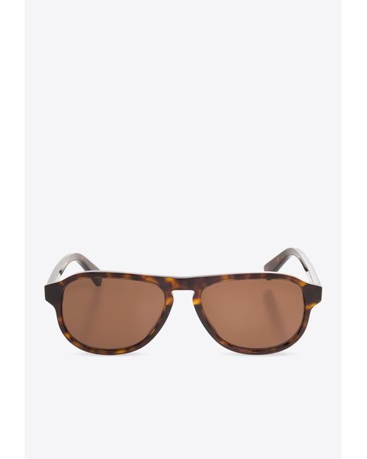 Bottega Veneta Brown Classic Aviator Sunglasses