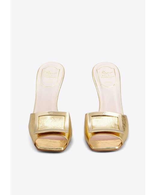 Roger Vivier Natural Trompette 85 Metal Buckle Mules