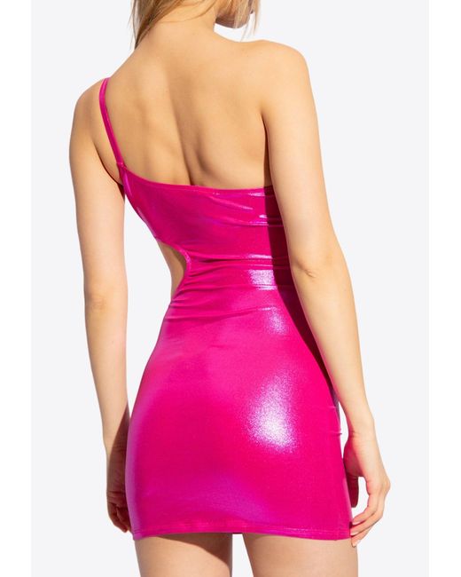 Moschino Pink Lamé Cut-Out Mini Beach Dress