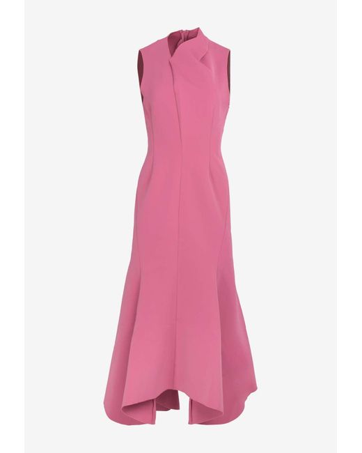 Acler Pink Chalkstone Asymmetric Midi Dress