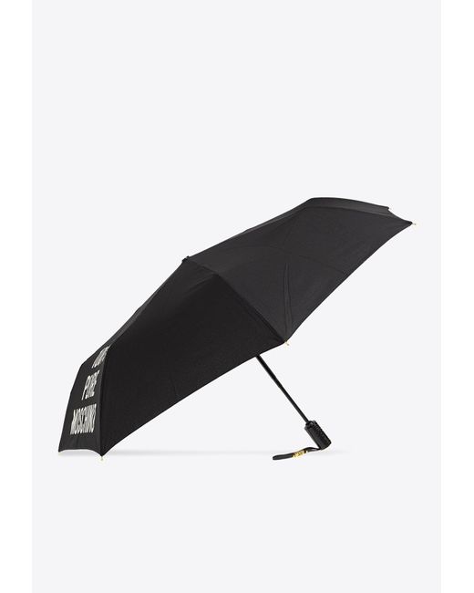 Moschino Black Logo Print Open And Close Umbrella