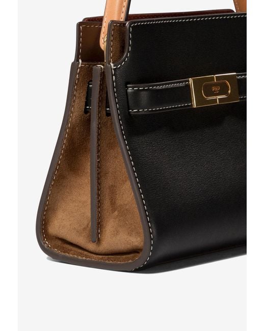 Tory Burch Black Petite Lee Radziwill Top Handle Bag