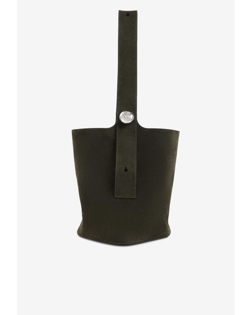 Loewe Black Large Pebble Suede Bucket Bag for men