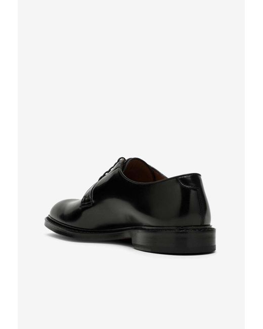 Doucal's Black Leather Lace-Up Shoes for men