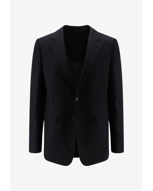 Céline Black Single-Breasted Classic Wool Blazer for men