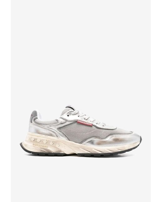 DSquared² White Sprinter Leather And Mesh Sneakers for men