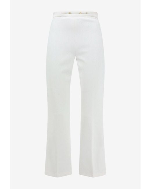 Elisabetta Franchi White Monogram Flared Pants