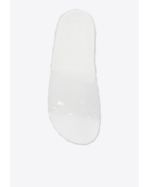 Jimmy Choo White Diamond Flatform Sandals