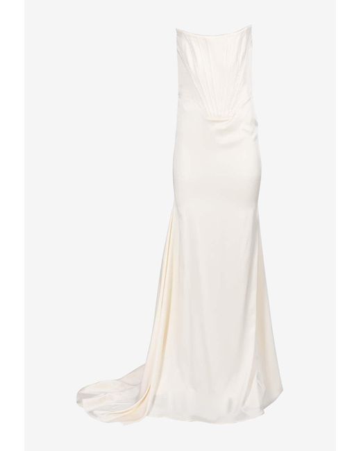 Guiseppe Di Morabito White Corset-Style Strapless Gown