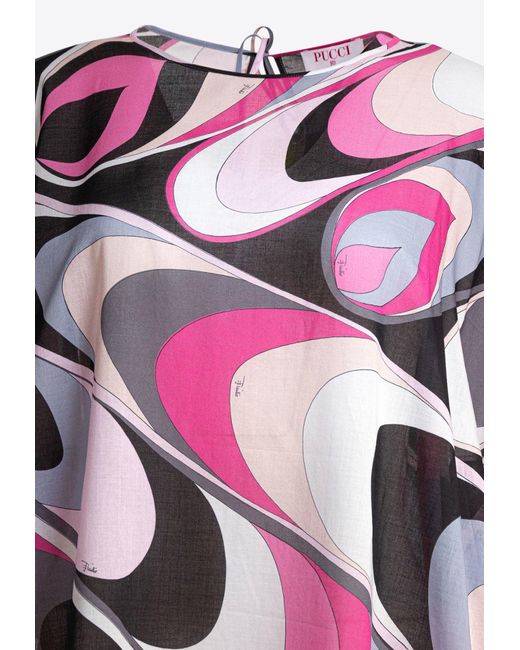 Emilio Pucci White Onde Print Maxi Kaftan
