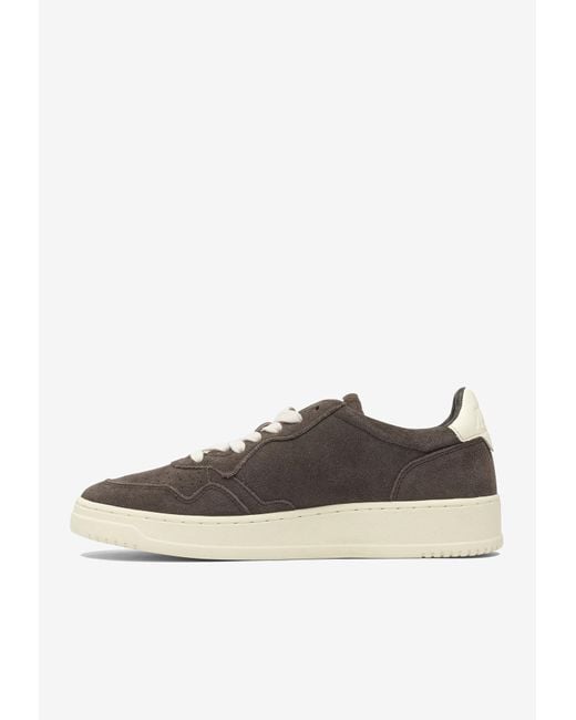 Autry Brown Medalist Low-Top Suede Sneakers for men
