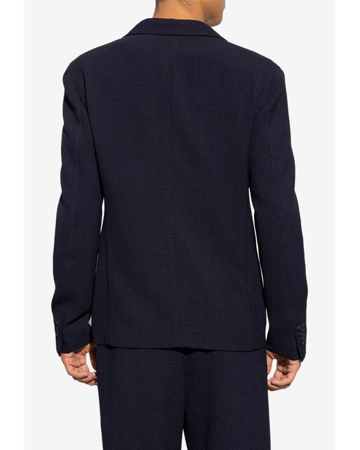 Giorgio Armani Double-breasted Wool Blend Jacket in Blue for Men | Lyst