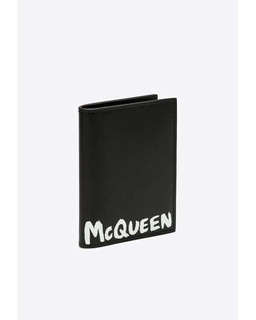 Alexander McQueen Black Graffiti Logo Leather Wallet for men