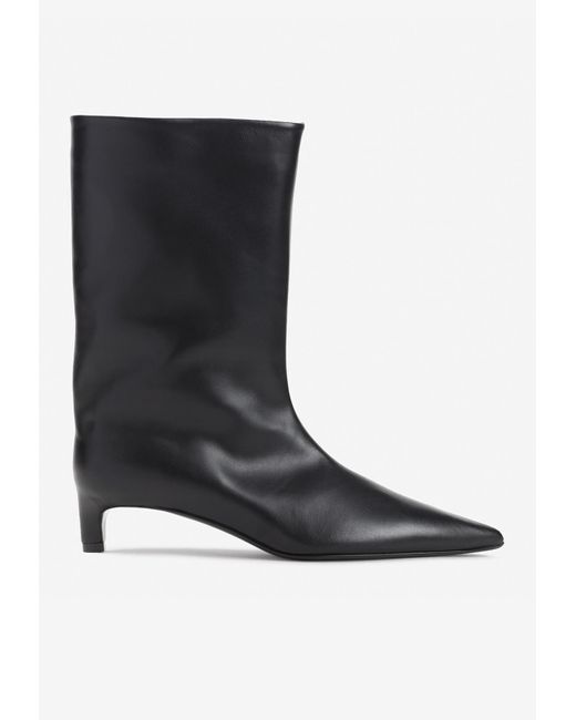 Jil Sander Black Pointed-Toe Mid-Calf Boots