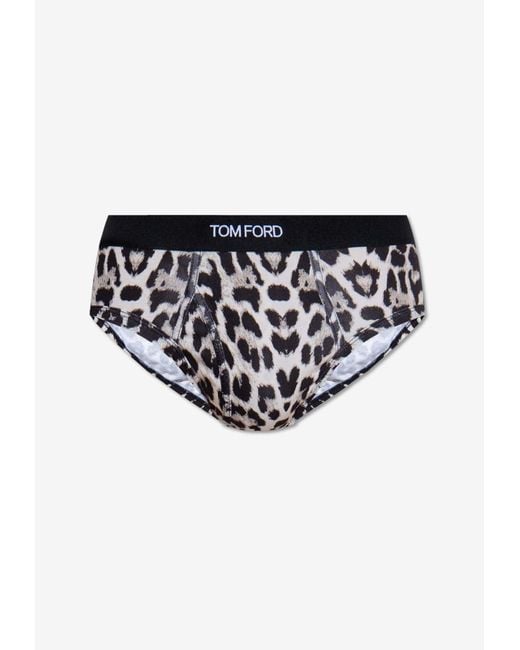 Tom Ford Blue Leopard Print Briefs for men