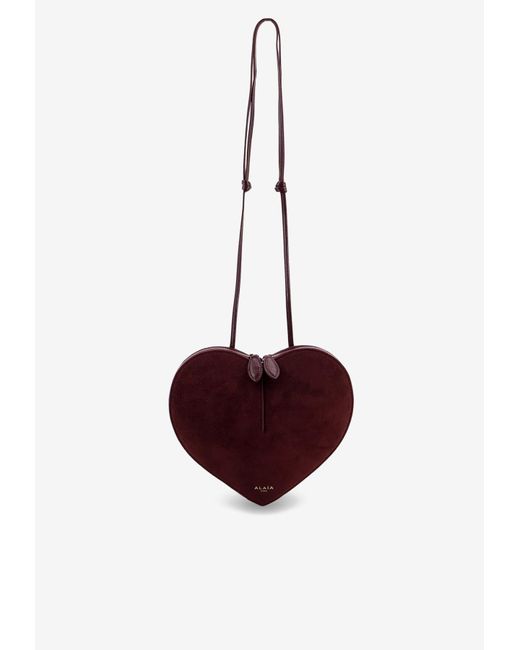 Alaïa Red Le Coeur Suede Crossbody Bag