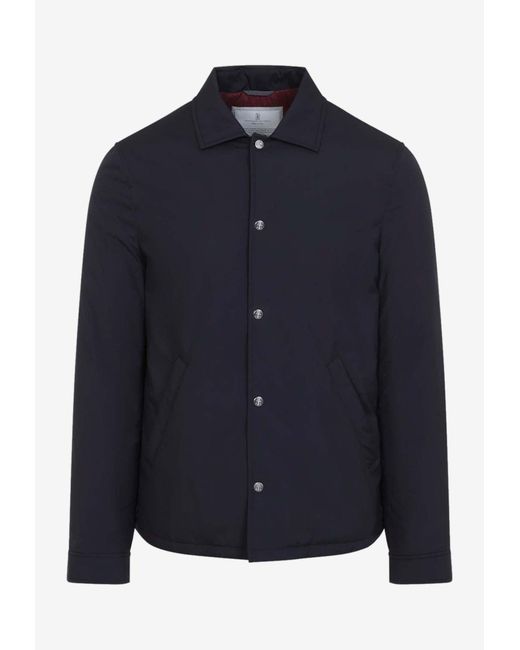 Brunello Cucinelli Blue Water-Resistant Technical Jacket for men