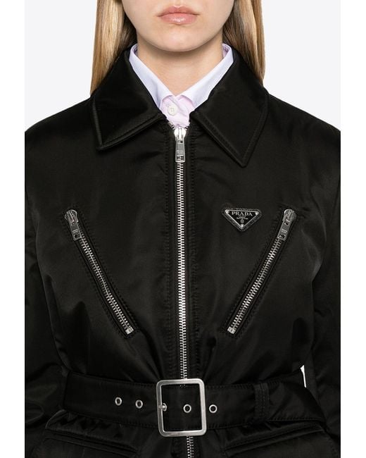 Prada Black Triangle Logo Padded Jacket