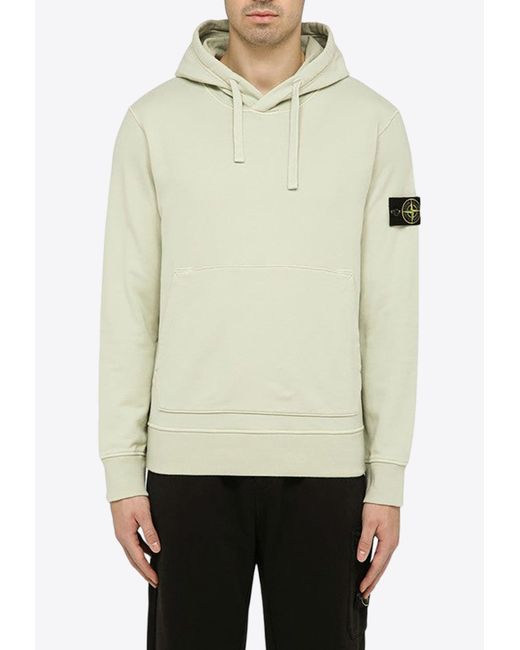 Stone Island Natural Logo-Patch Hooded Sweatshirt for men