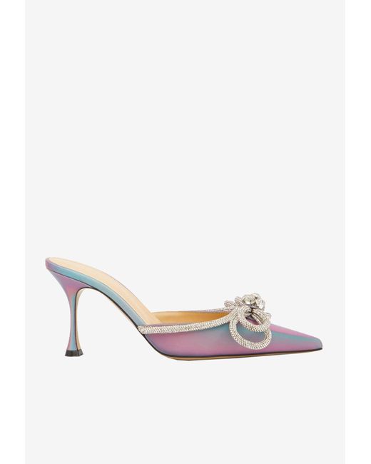 Mach & Mach Leather 85 Iridescent Crystal Double-bow Mules | Lyst