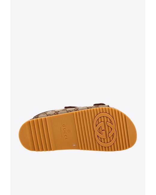 Gucci Brown Monogram Double-Strap Sandals for men