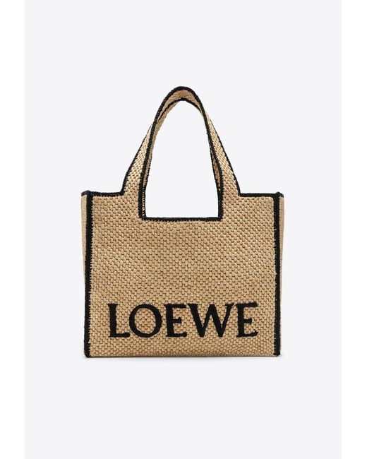 Loewe White Large Logo Raffia Tote Bag