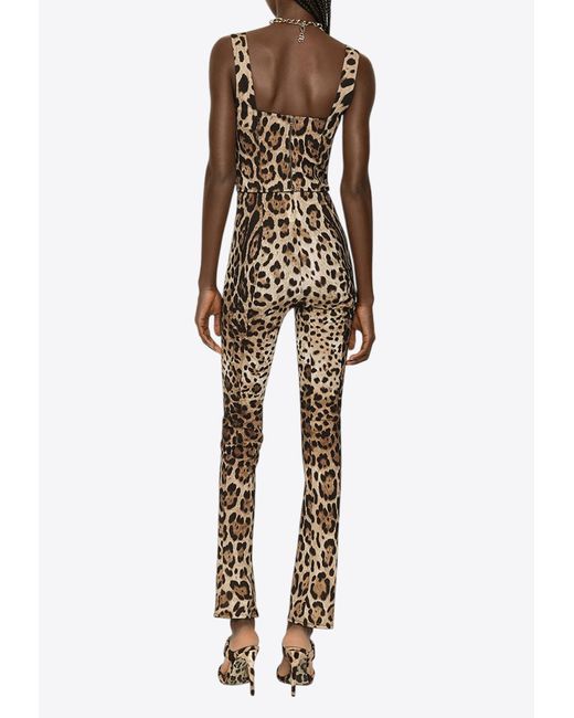 Dolce & Gabbana Natural Leopard Print Marquisette Pants
