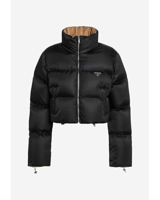 Prada Black Cropped Puffer Jacket