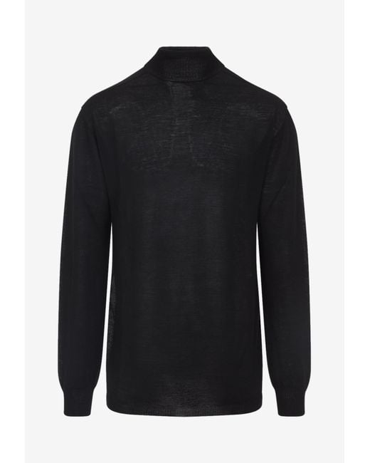 Rick Owens Black Turtleneck Wool Sweater for men