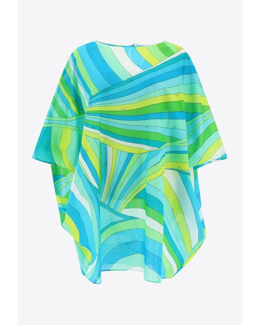 Emilio Pucci Blue Iride-Print Kaftan
