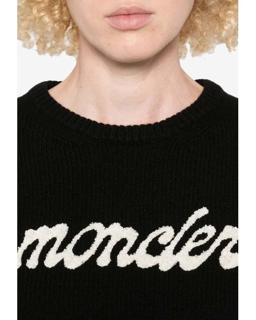Moncler Black Wool And Cashmere Logo Sweater