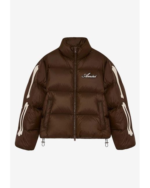 Amiri Brown Bones Short Puffer Jacket for men