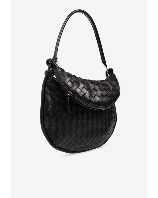 Bottega Veneta Black Medium Gemelli Intrecciato Leather Shoulder Bag