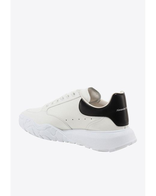 Alexander McQueen White Court Leather Low-Top Sneakers for men