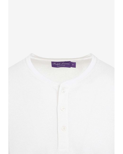 Ralph Lauren White Henley Long-Sleeved T-Shirt for men