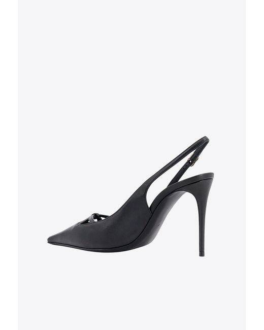 Dolce & Gabbana White Mun 90 Leather Slingback Pumps