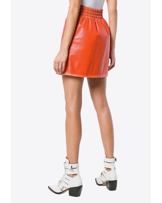 Miu Miu Orange Leather Mini Skirt