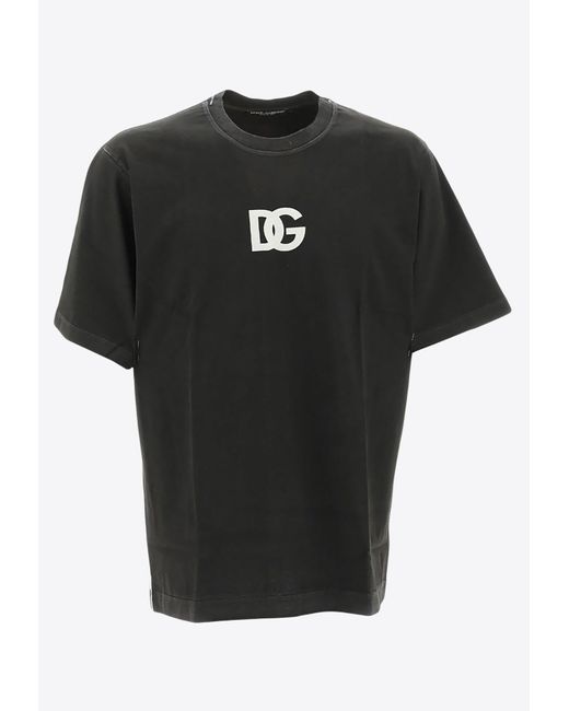 Dolce & Gabbana Black Dg Logo Crewneck T-Shirt for men