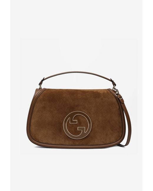 Gucci Brown Large Blondie Suede Crossbody Bag