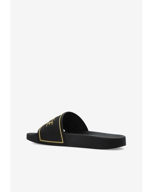 Versace Black Logo Beach Slides for men