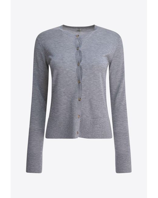 TOTEME Women's Blue Fine Knit Cardigan