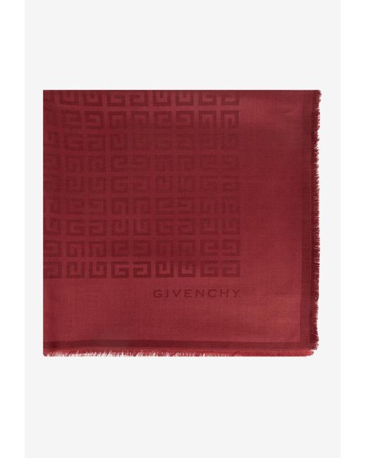 Givenchy Red Monogram Frayed Edge Scarf