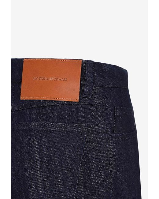 Victoria Beckham Blue Cropped High-Waist Jeans