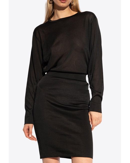 Saint Laurent Black Backless Knitted Mini Dress