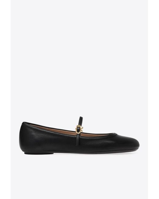 Gianvito Rossi Carla Leather Ballerina Shoes in White | Lyst